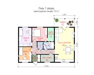 «Сэлма» 111,5 м² с террасой 9,7 м²
